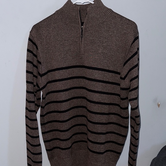 TRUE ROCK Other - Men's Brown Striped True Rock 1/4 Zip Sweater Medium